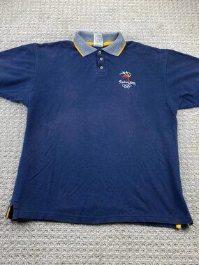 Vintage Sydney 2000 Olympics Polo Shirt Men XL Blue The Millennium Collection